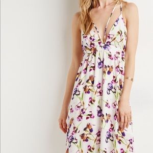 White Maxi Dress with Watercolor Print